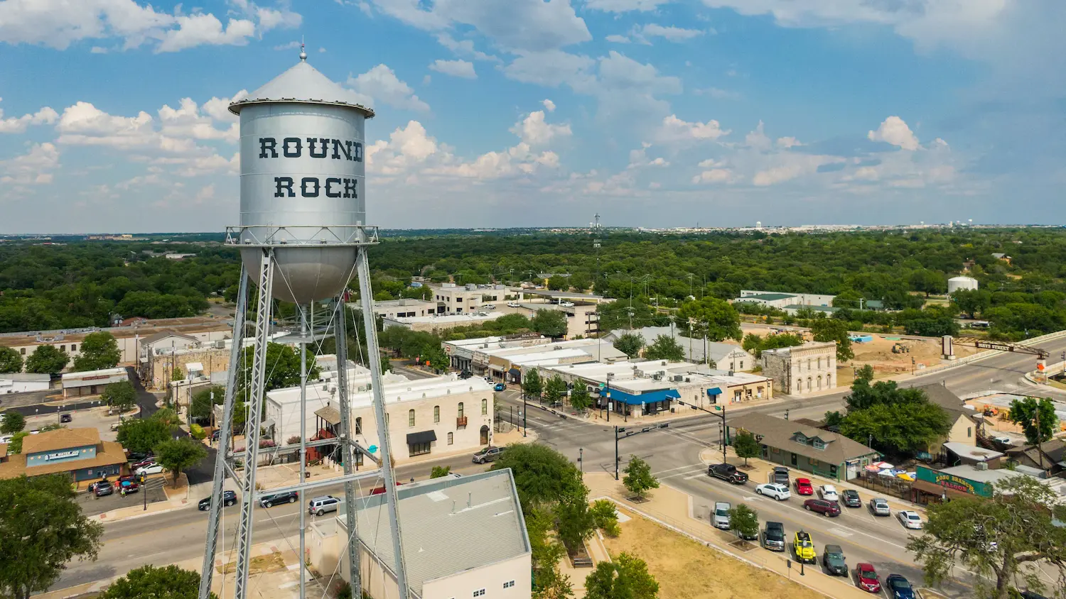 Round Rock Texas water tower - hometown of Round Rock Plumbing serving Williamson County