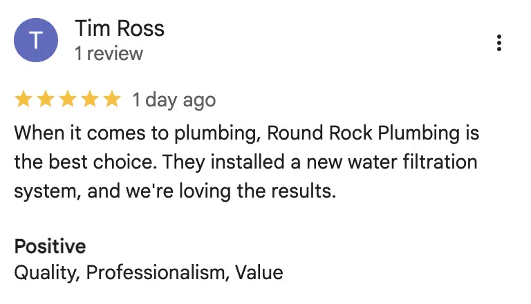 Verified 5-star Google review for Round Rock Plumbing #2