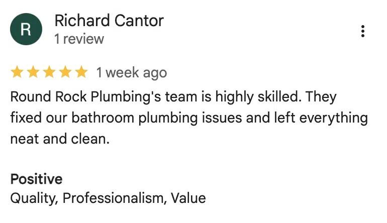 Verified 5-star Google review for Round Rock Plumbing #3